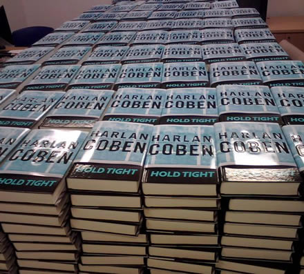 A Stack of HOLD TIGHT at Harlan's Publisher's Office