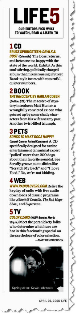 LIFE magazin'es April 29, 2005 LIFE 5 list features THE INNOCENT.